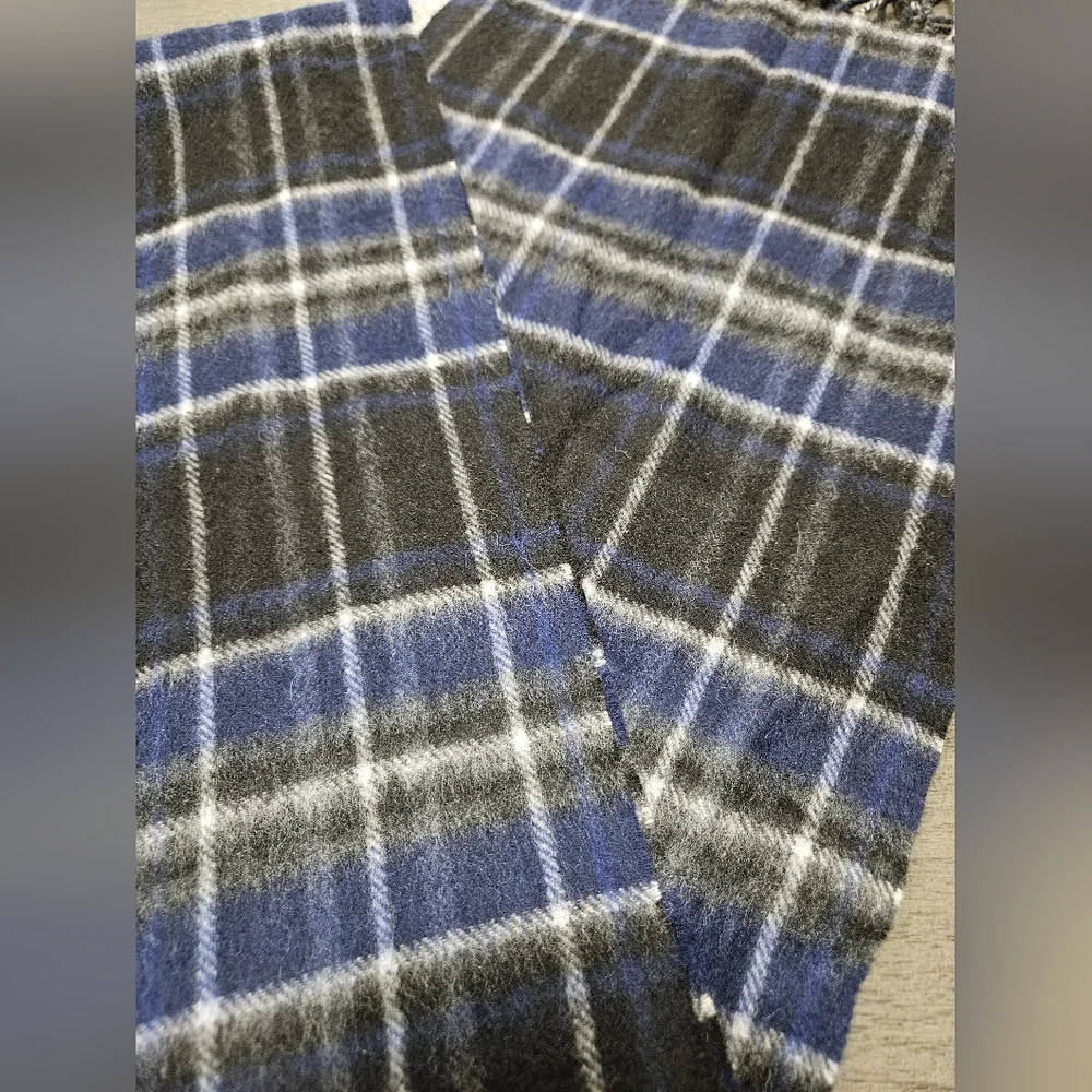 Cashmere club room luxury 100% cashmere mens blue black plaid winter scarf